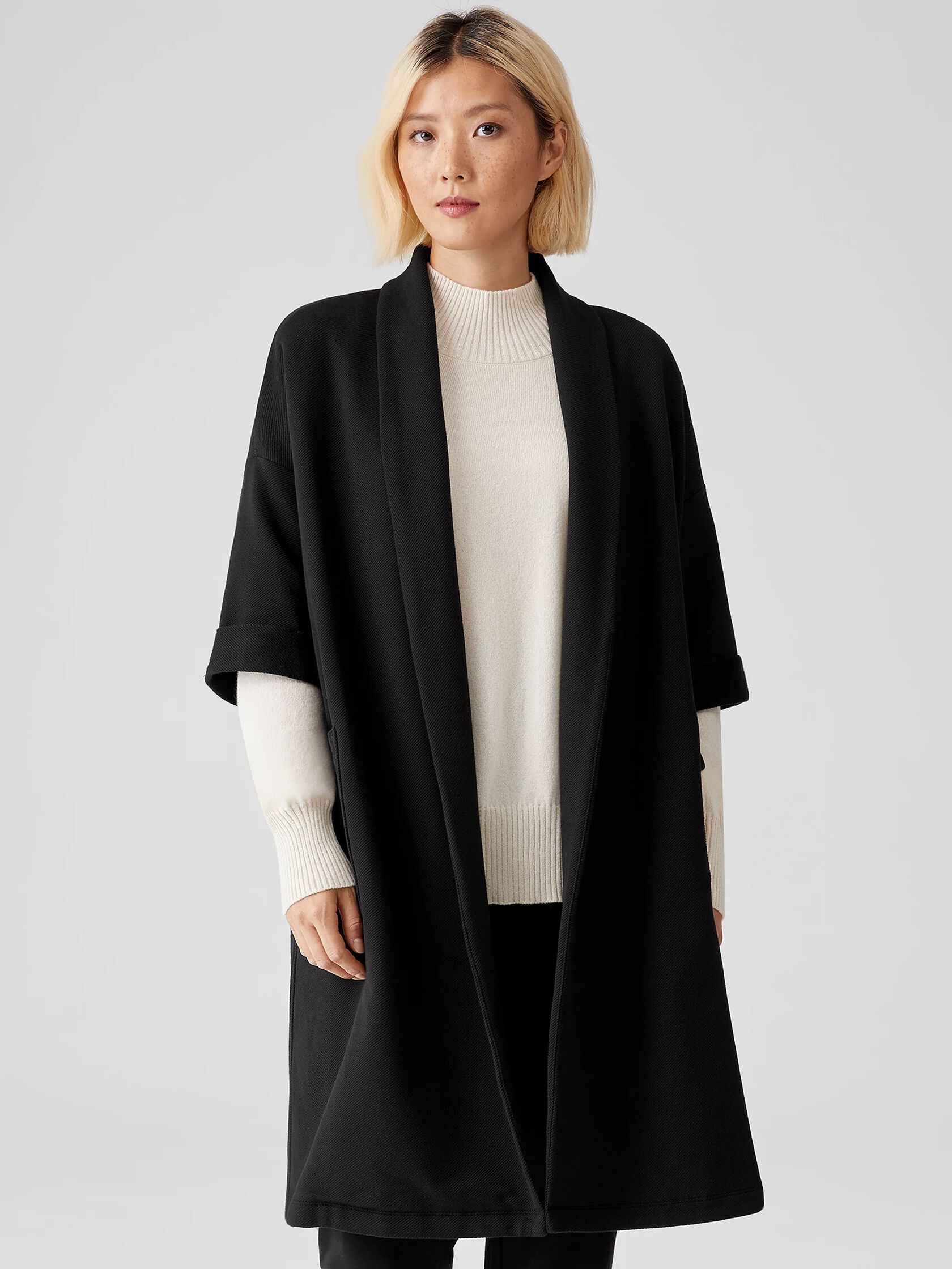 Organic Cotton Knit Twill Elbow-Sleeve Jacket
