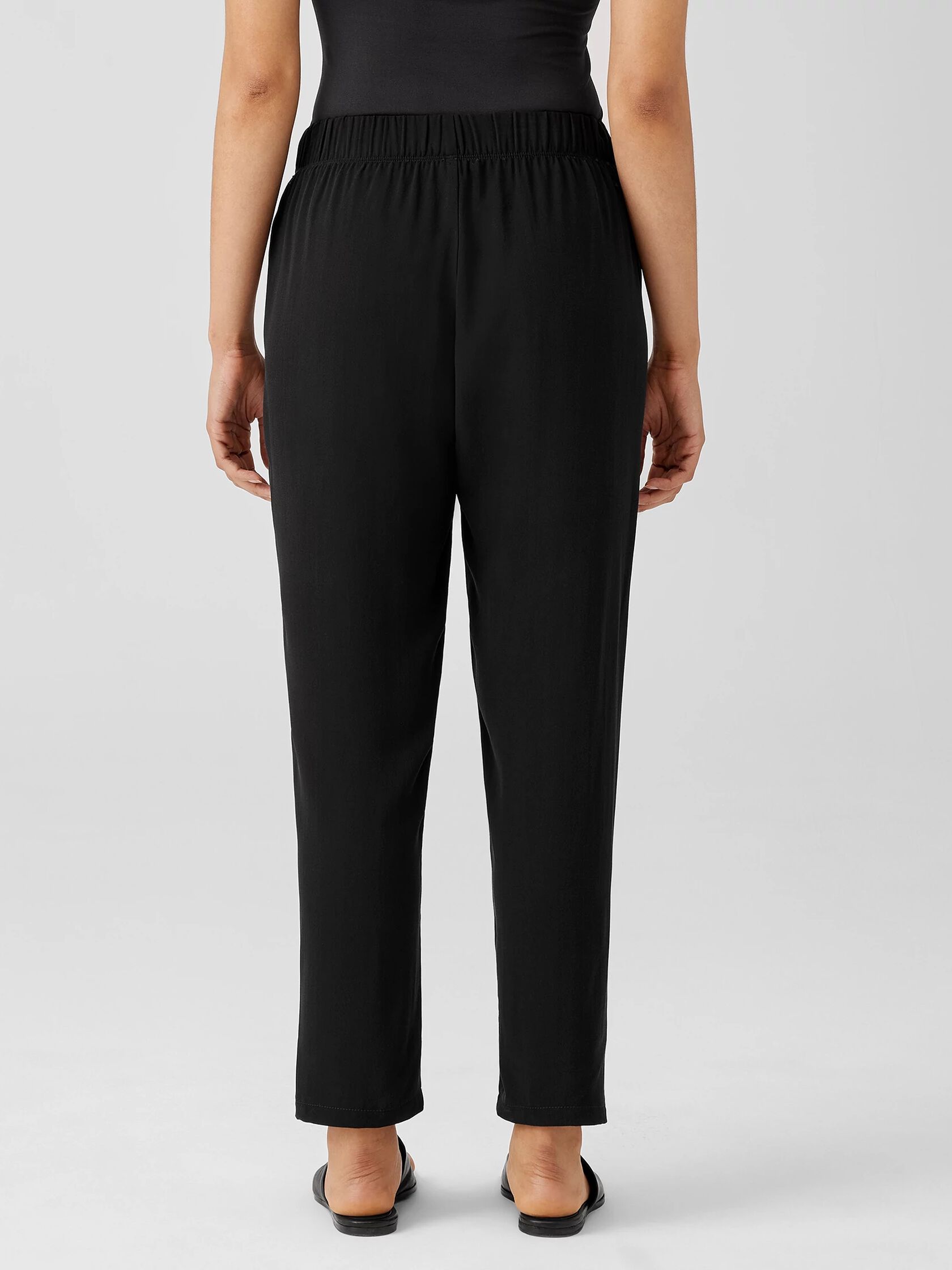 Silk Georgette Crepe Pleated Tapered Pant | EILEEN FISHER