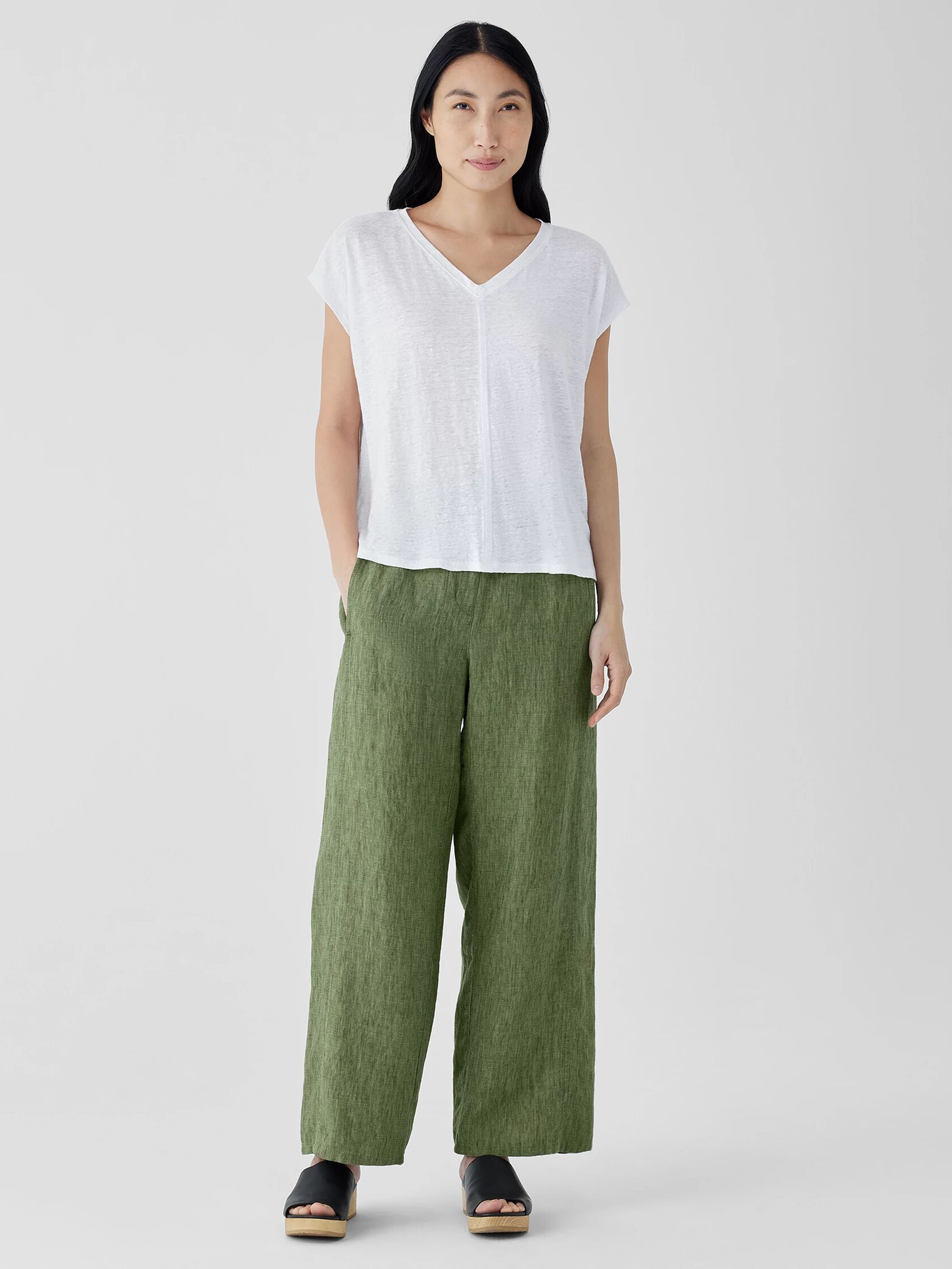 Organic Linen Jersey V-Neck Tee