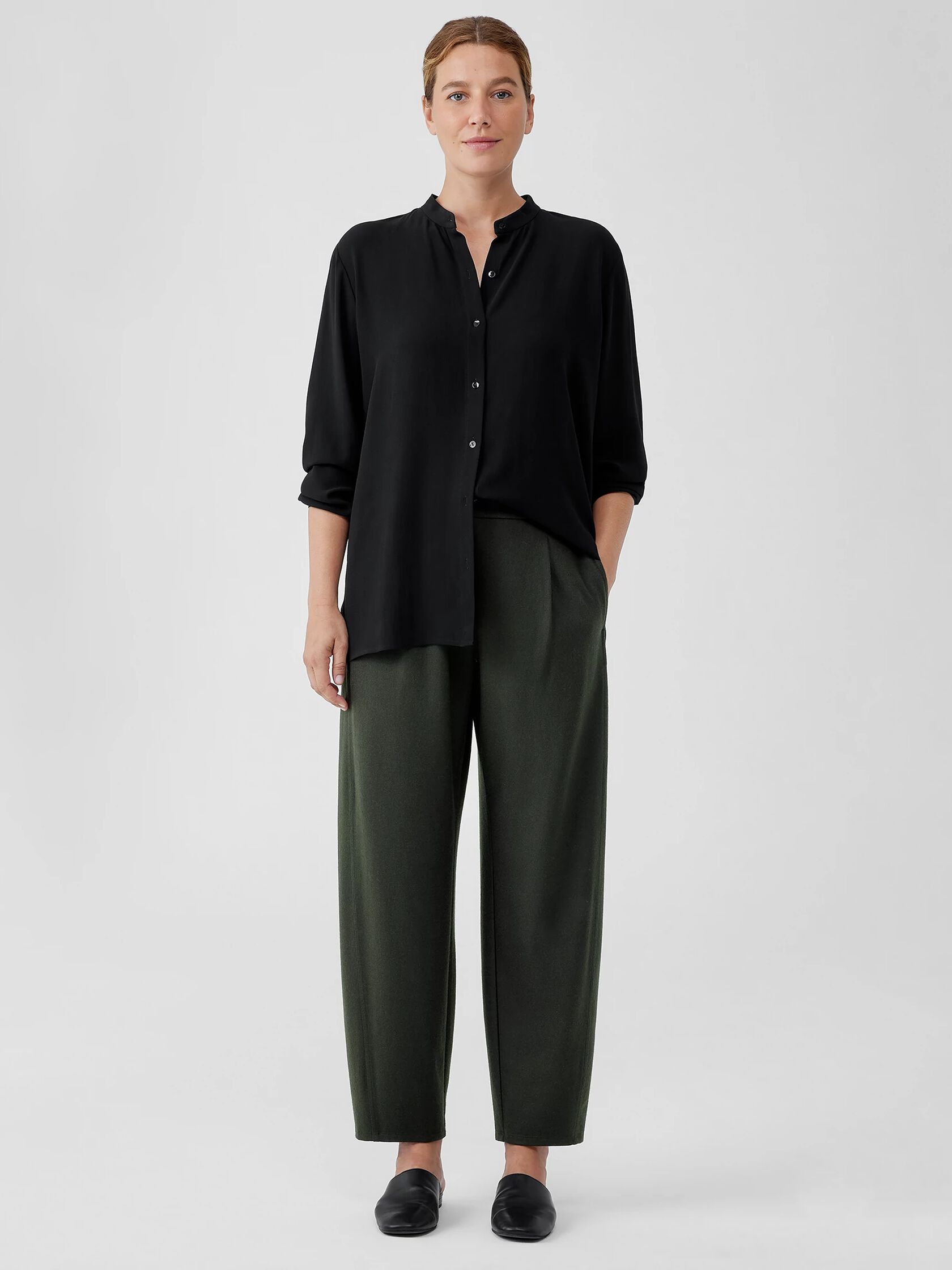 Boiled Wool Jersey Pleated Lantern Pant