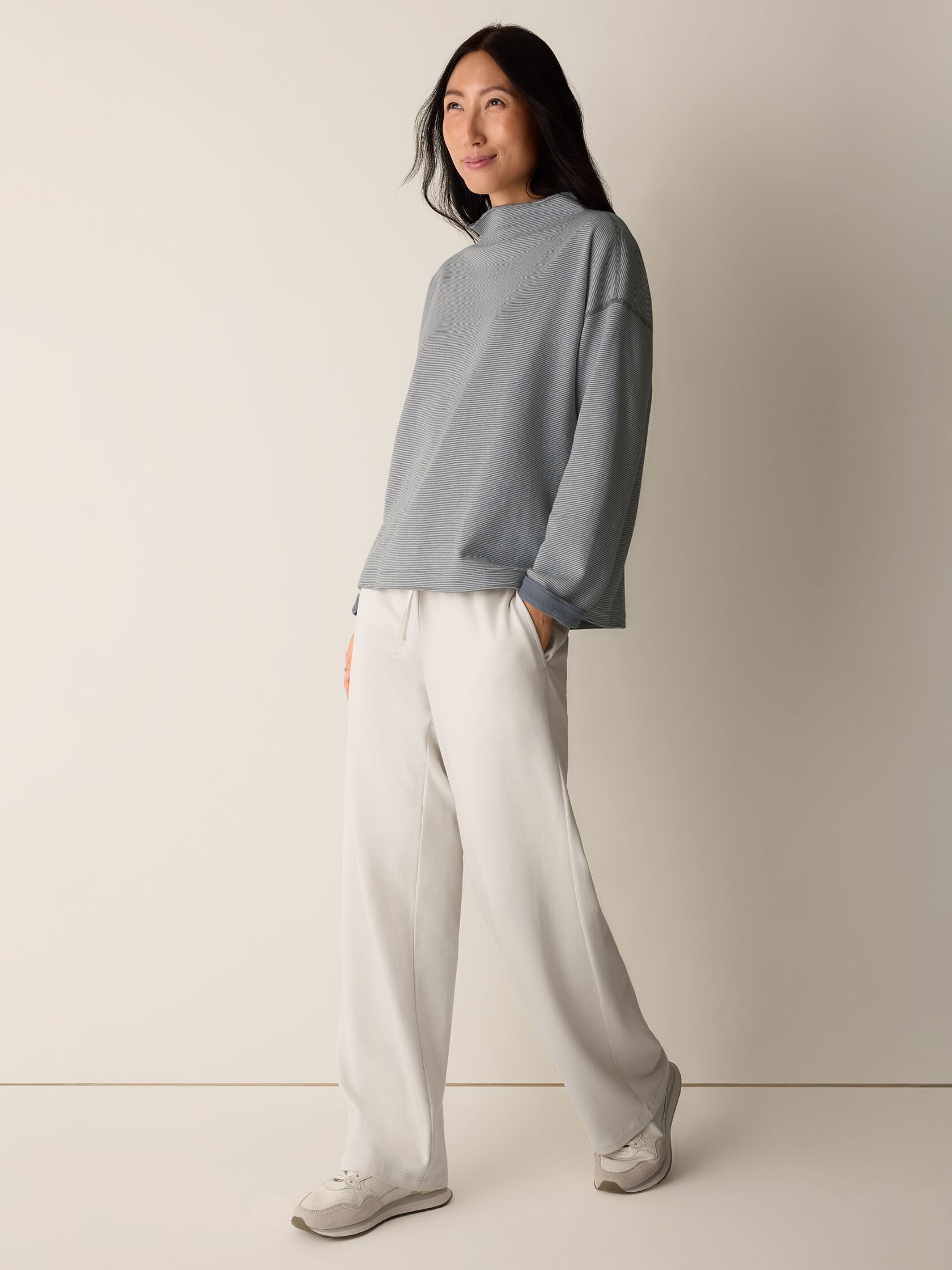 Doubleknit Organic Cotton Stripe Reversible Top