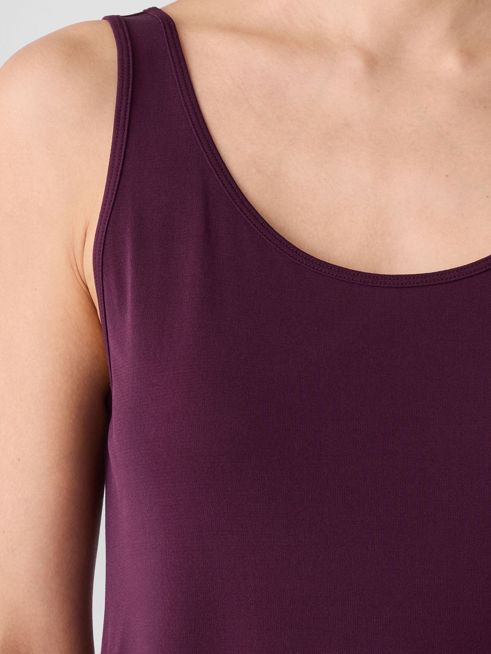Stretch Silk Jersey Scoop Neck Tank
