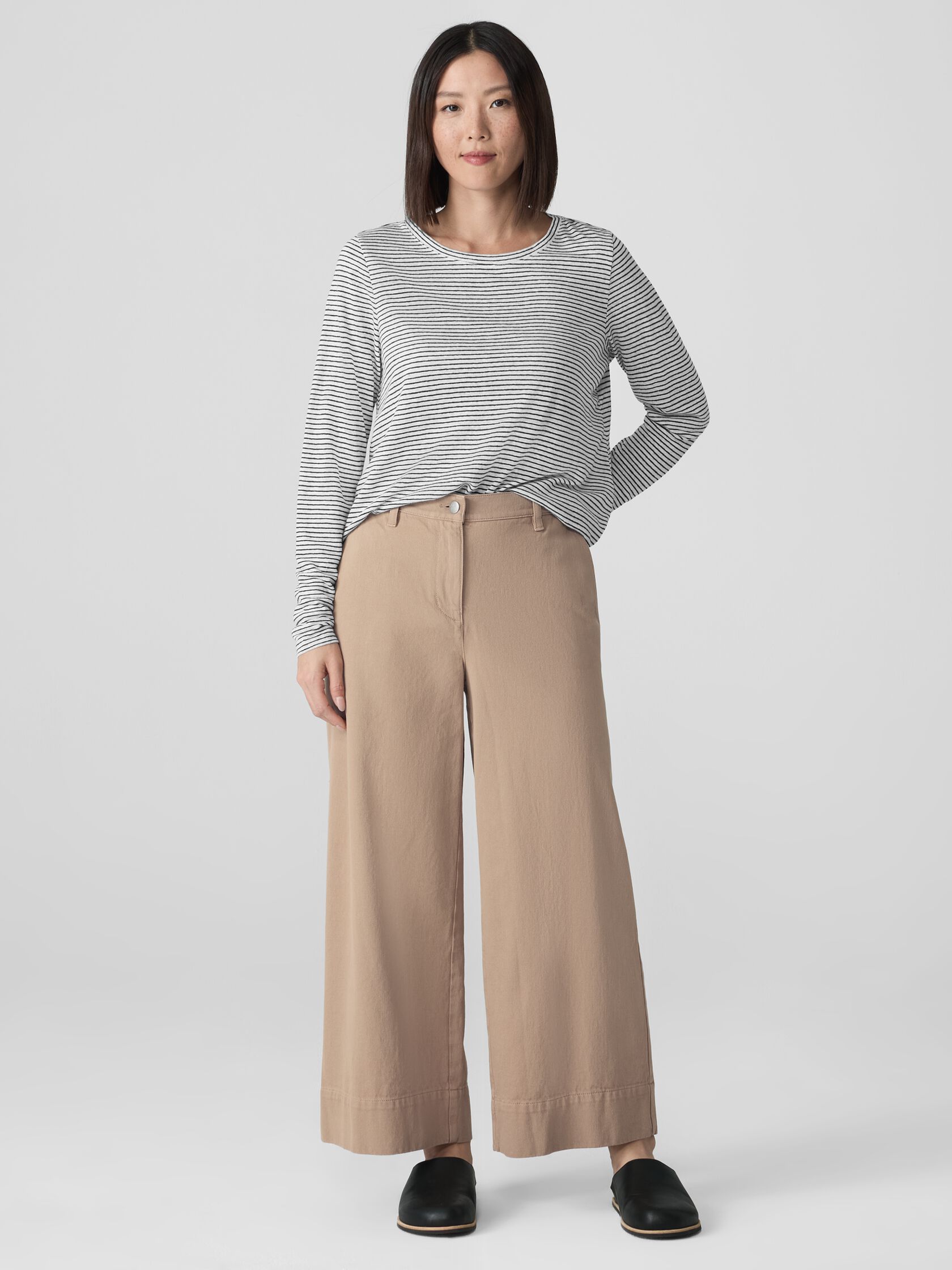 Striped Organic Linen Jersey Long-Sleeve Tee