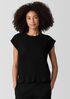 Textured Stretch Rib Round Neck Top