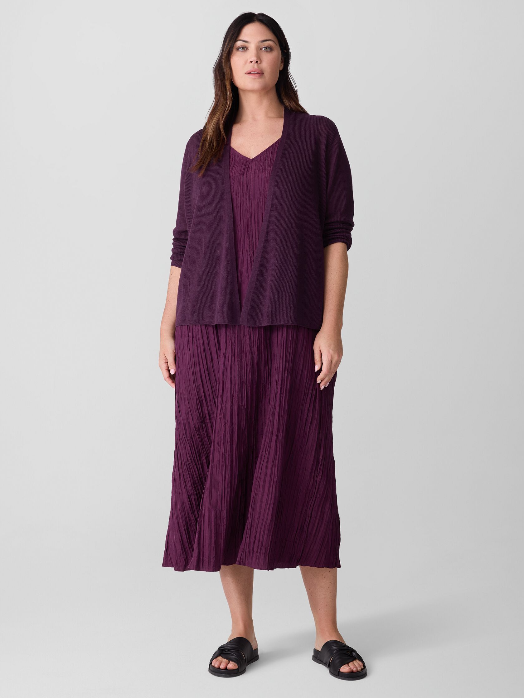 Crushed Silk V-Neck Dress