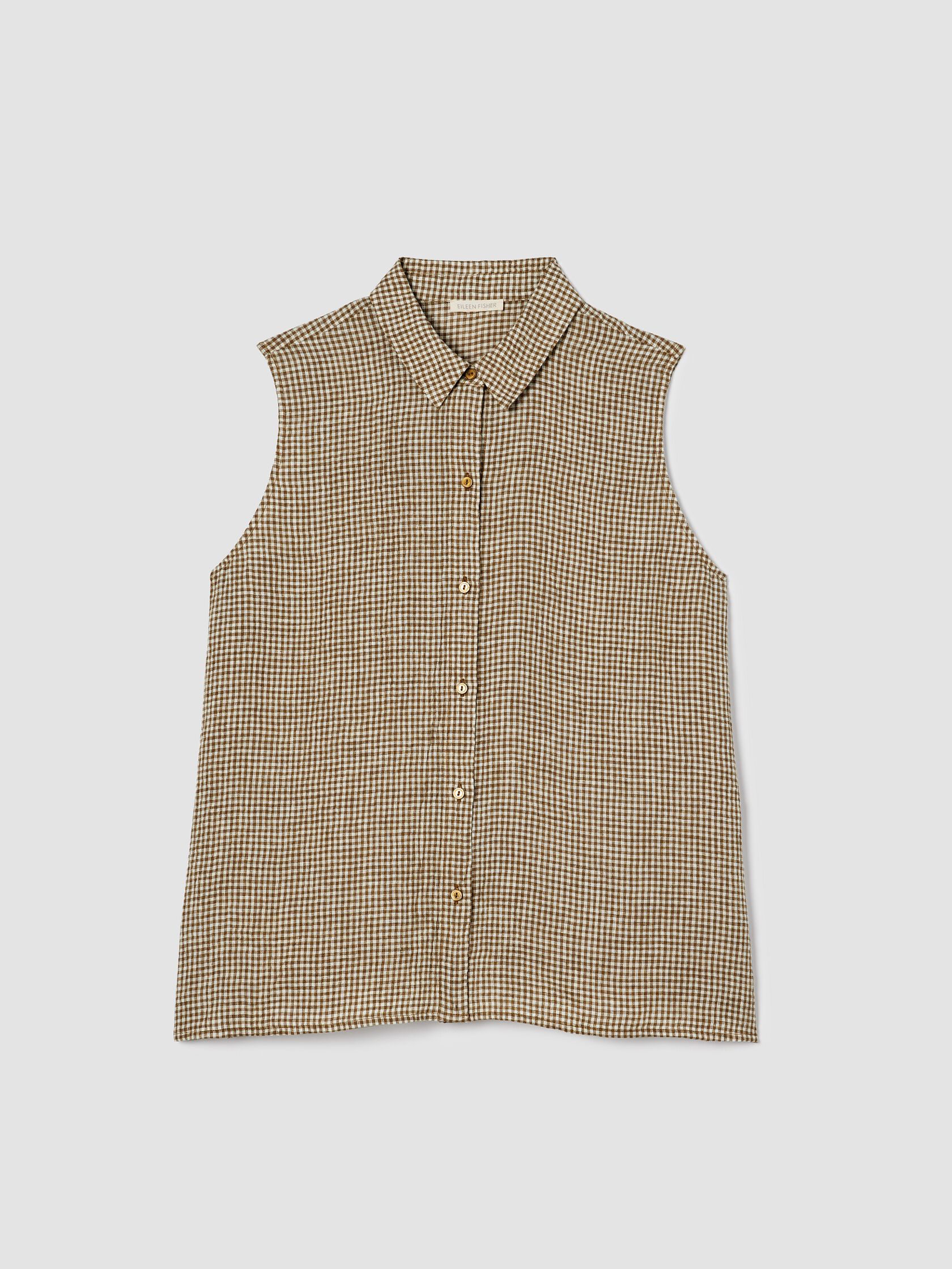 Puckered Organic Linen Sleeveless Shirt