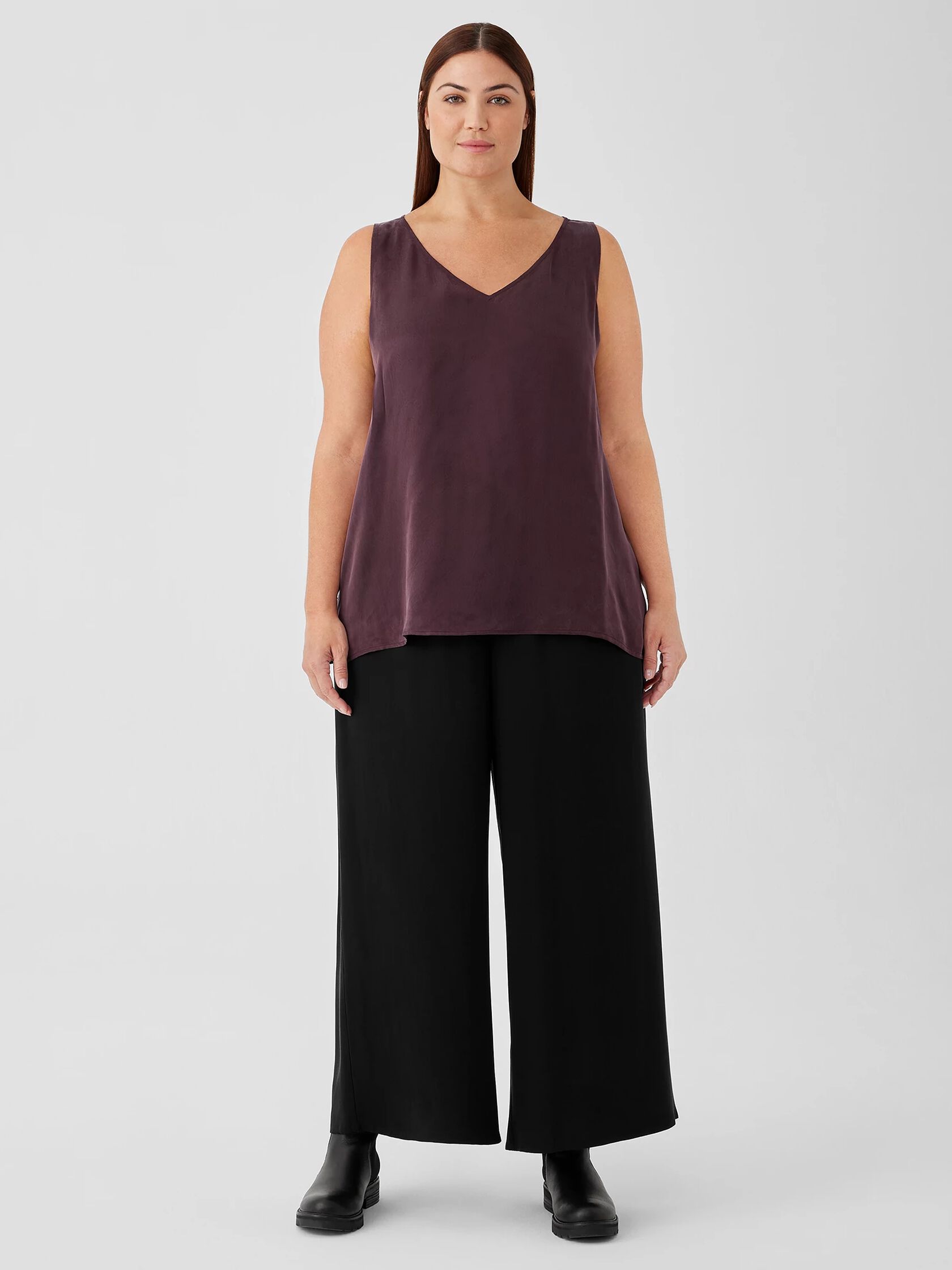 Silk Georgette Crepe Wide-Leg Pant