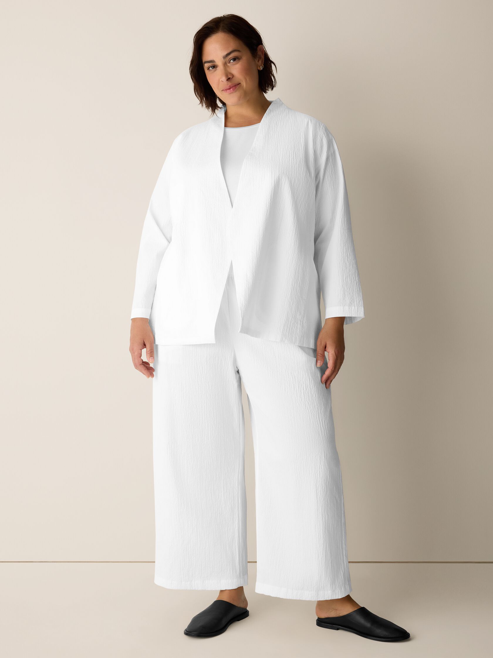 Organic Cotton Pucker Wide-Leg Pant