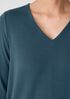 Fine Stretch Jersey Knit V-Neck Long Top