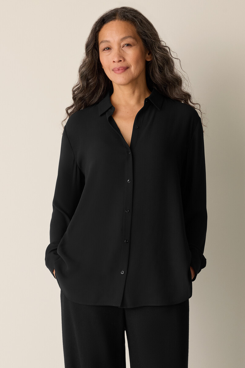 Silk Georgette Crepe Classic Collar Shirt Silk Georgette Crepe Classic Collar Shirt