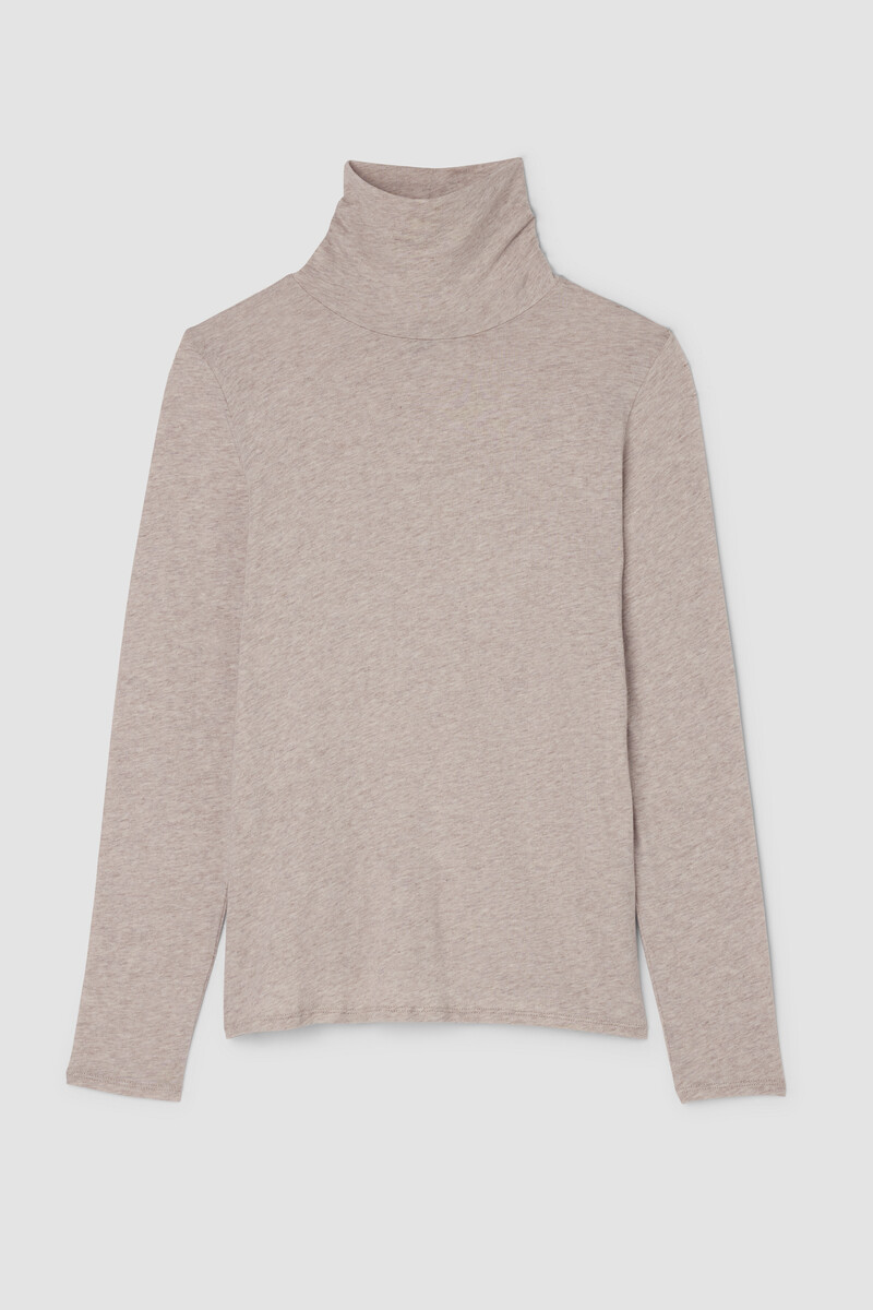 Mélange Sheer Cotton Blend Knit Turtleneck Top Mélange Sheer Cotton Blend Knit Turtleneck Top