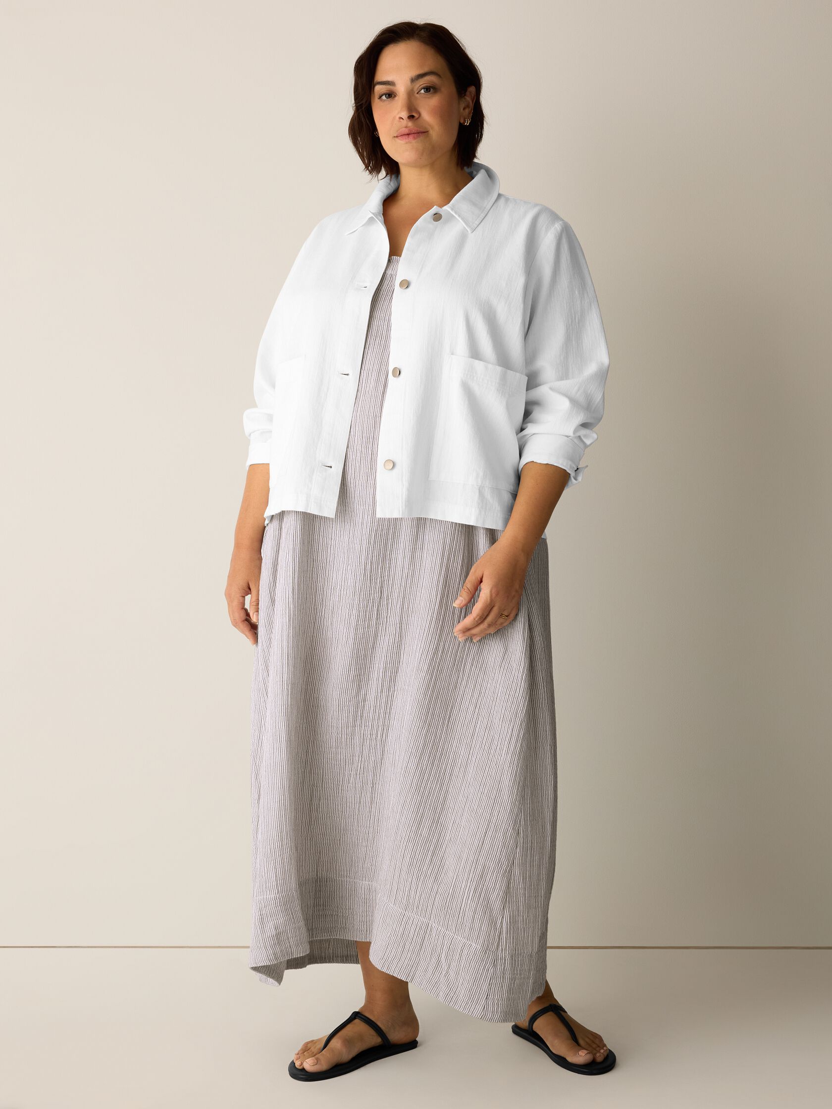 Slubby Organic Cotton Linen Classic Collar Jacket