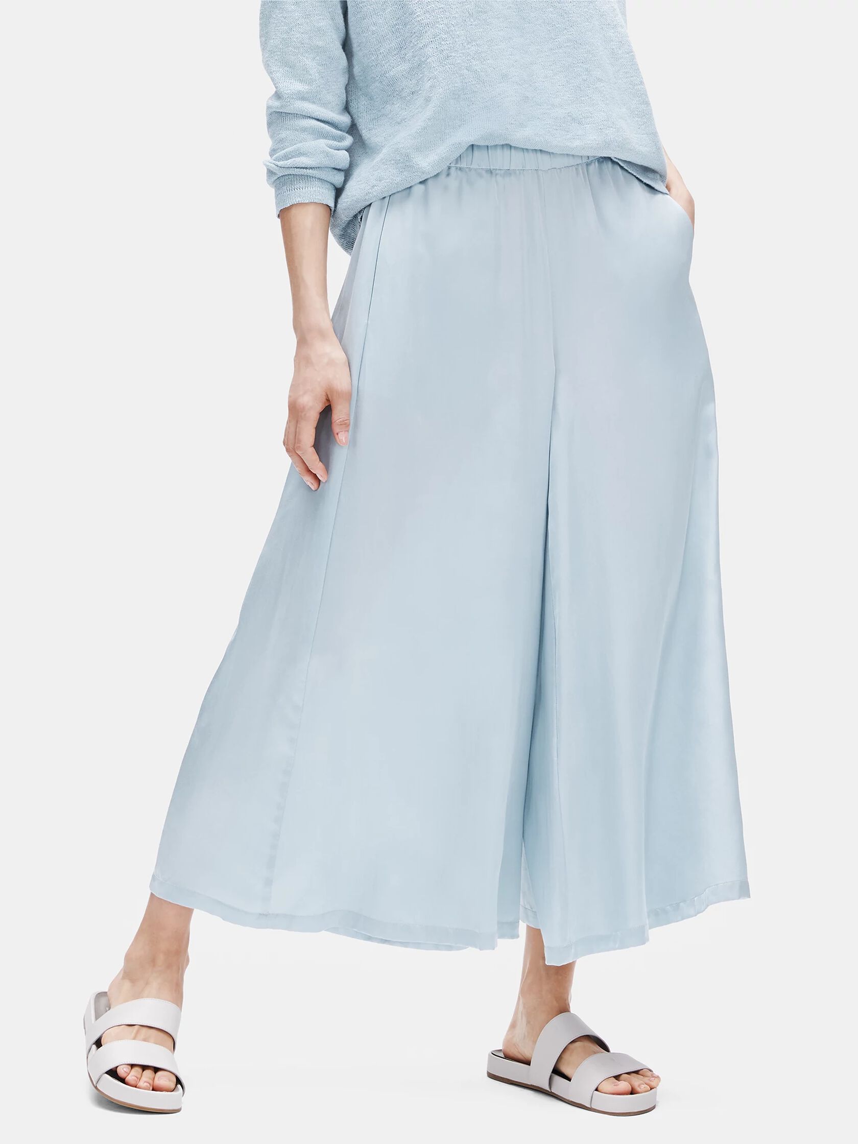 Washed Silk Organic Cotton Culotte Pant