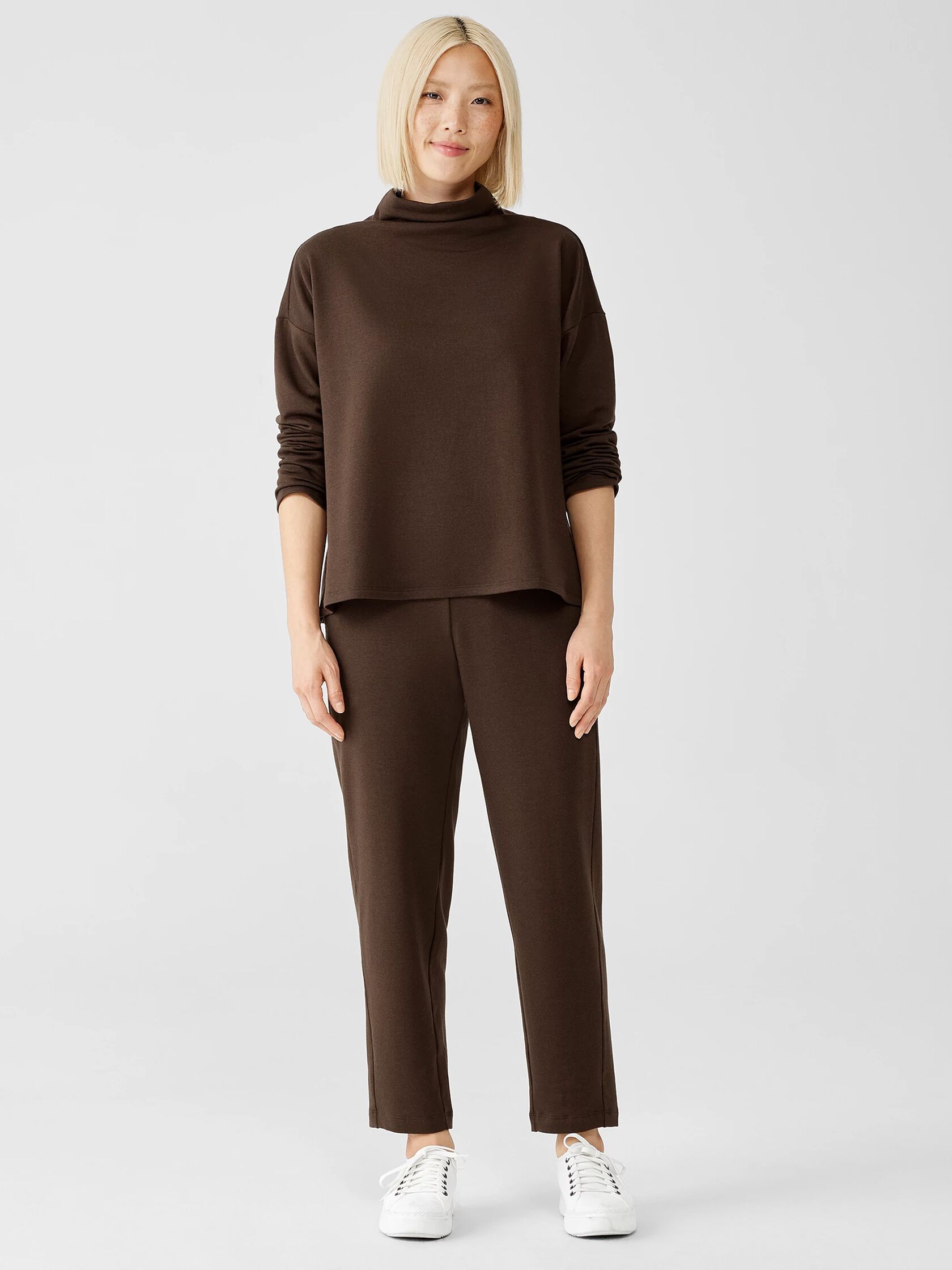 Cozy Brushed Terry Hug Funnel Neck Box-Top