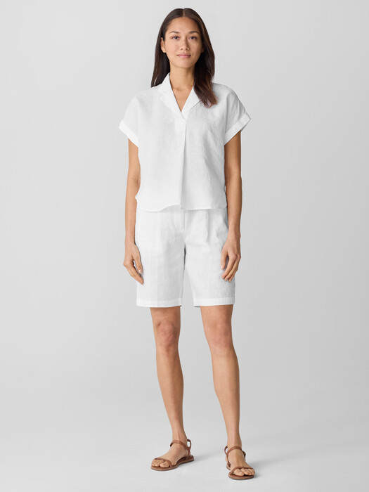 Organic Handkerchief Linen Notch Collar Top