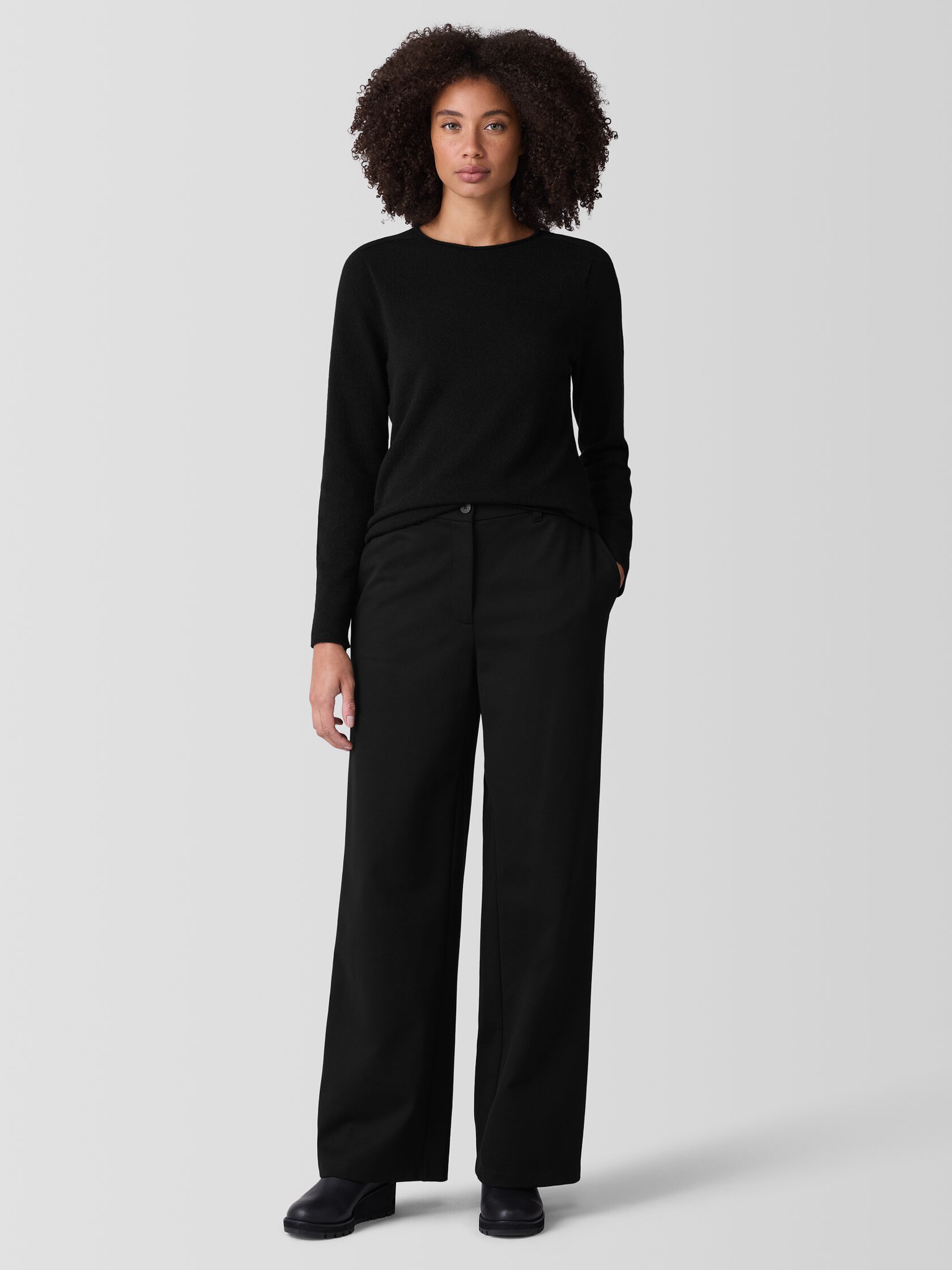 Washable Flex Ponte Wide Trouser Pant