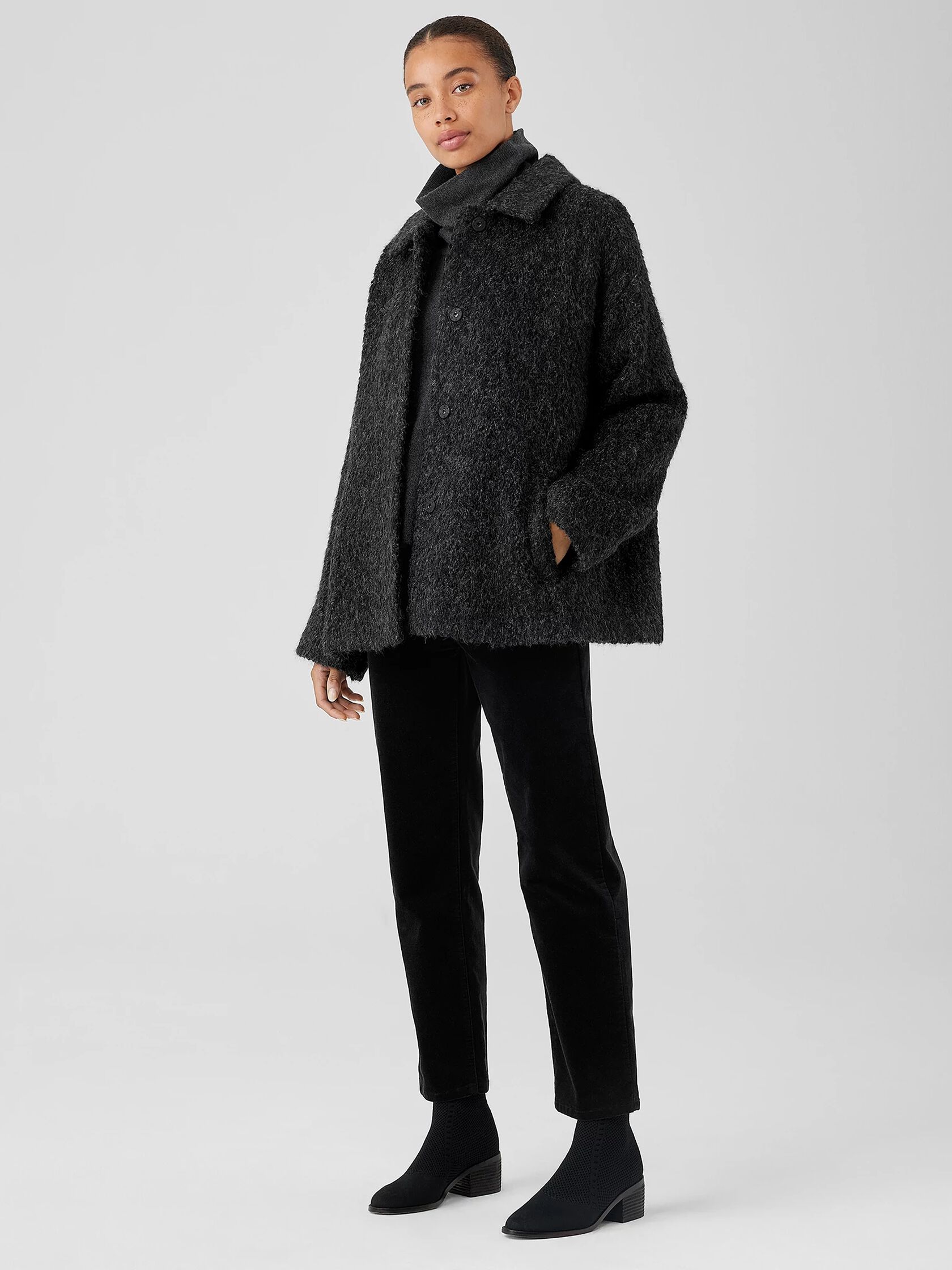 Alpaca Boucle Classic Collar Short Coat