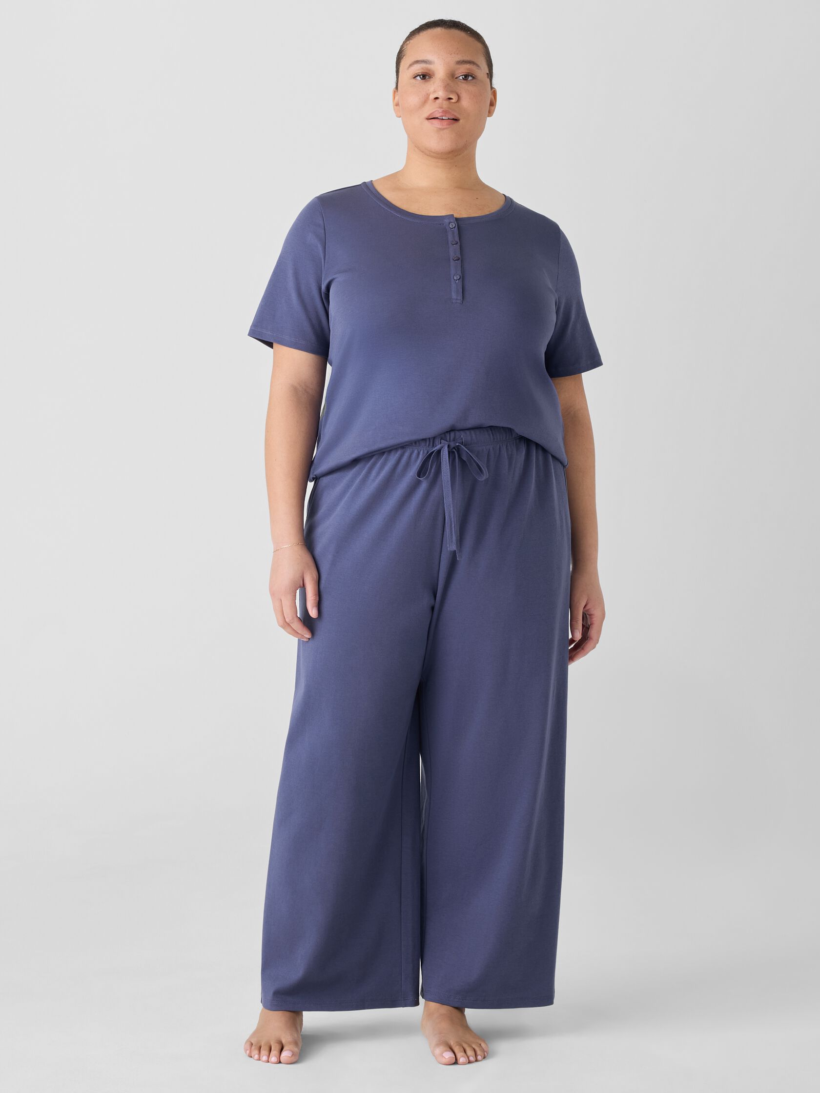 Organic Cotton Interlock Henley Sleep Top