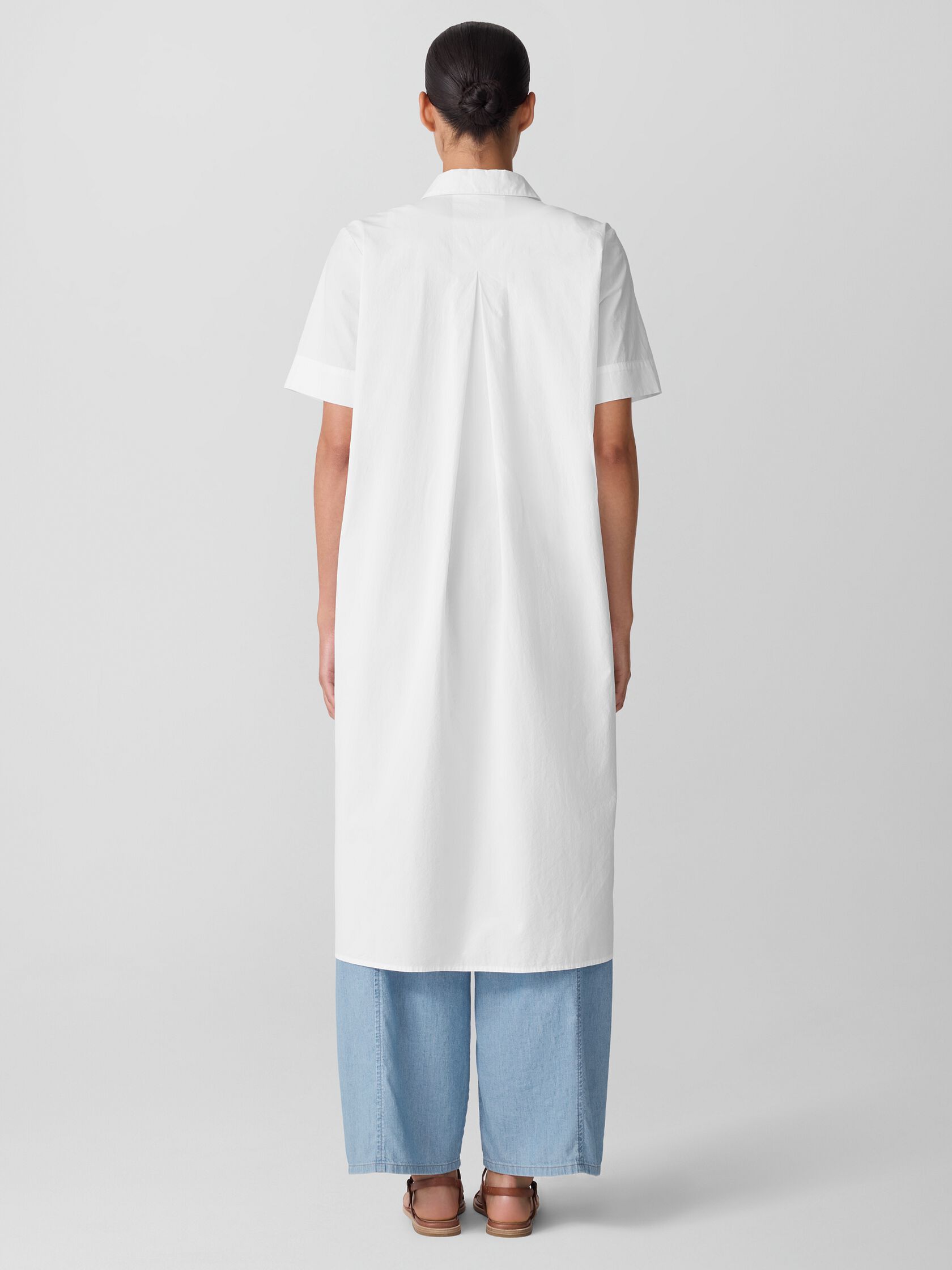 Washed Organic Cotton Poplin Classic Collar Shirtdress