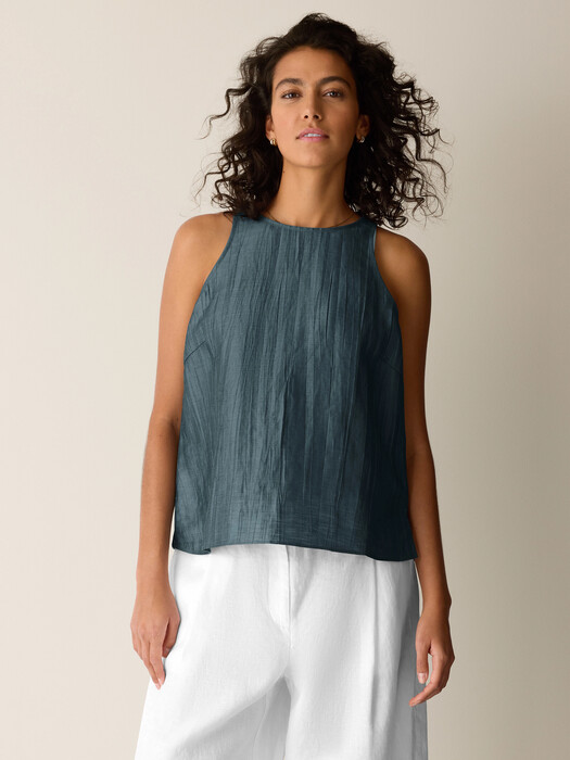 eileen fisher halter dress Sleeveless Crinkled Midi Dress