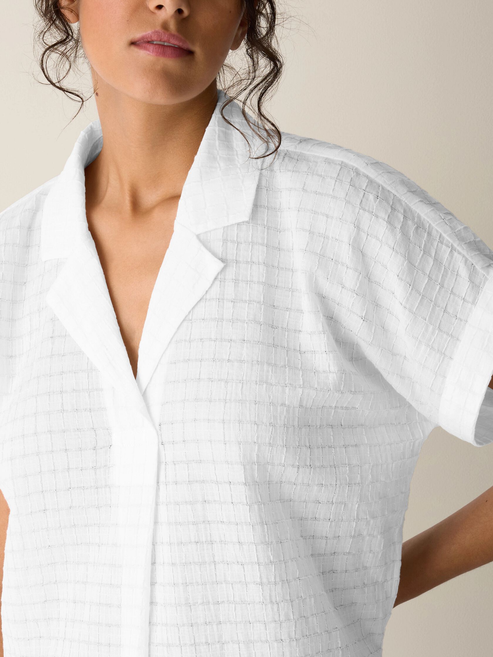 Organic Cotton Voile Box Notch Collar Shirt