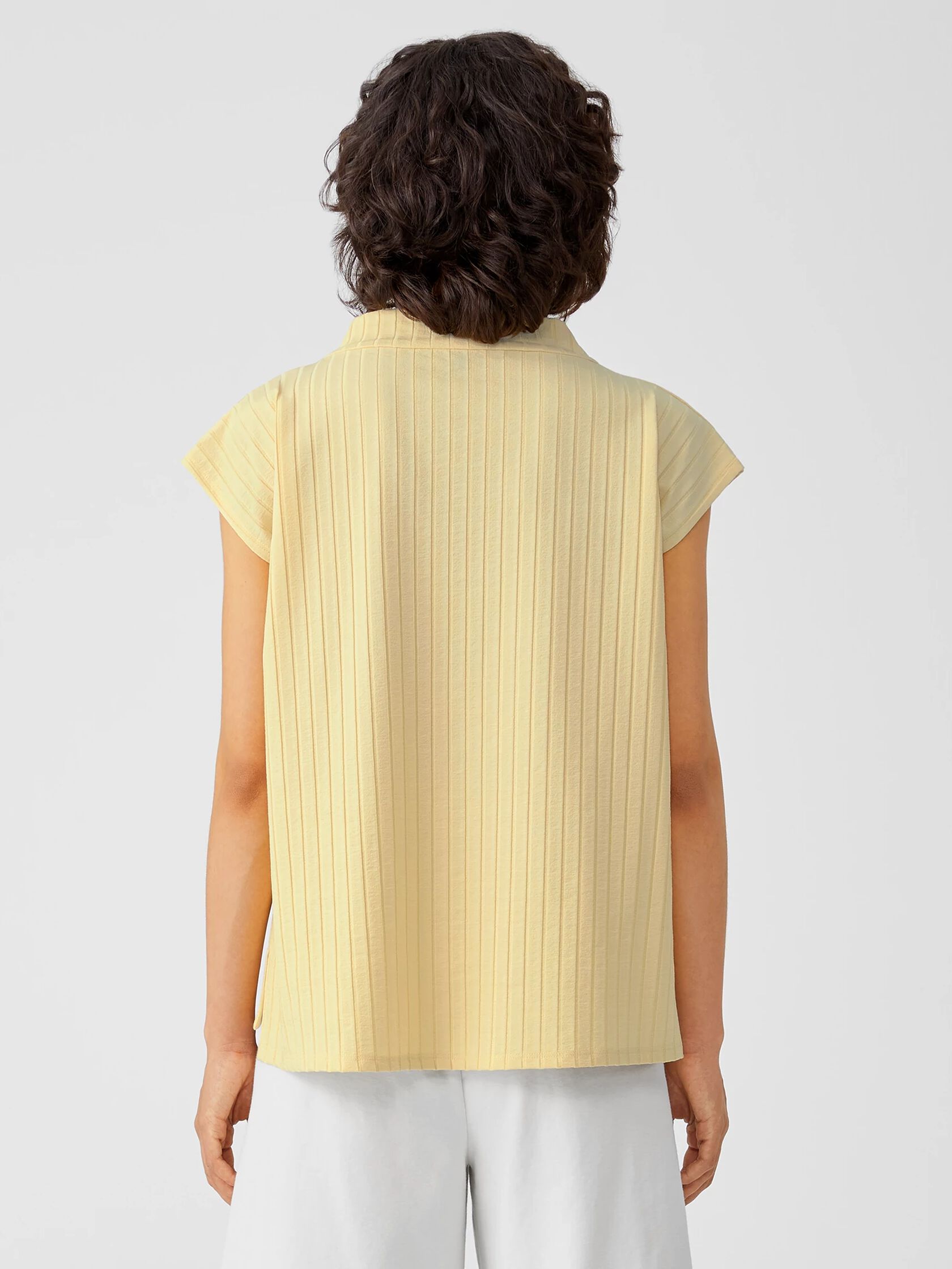 Washable Stretch Rib Funnel Neck Square Top