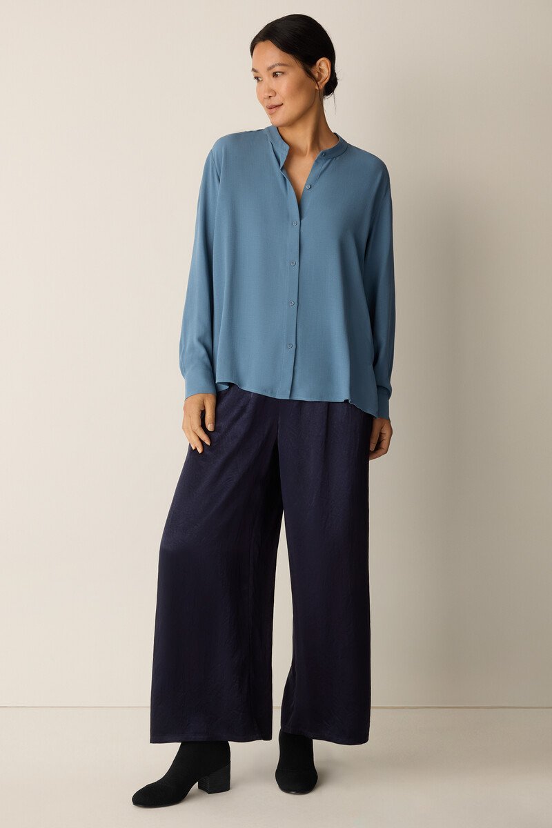 Silk Georgette Crepe Band Collar Top Silk Georgette Crepe Band Collar Top