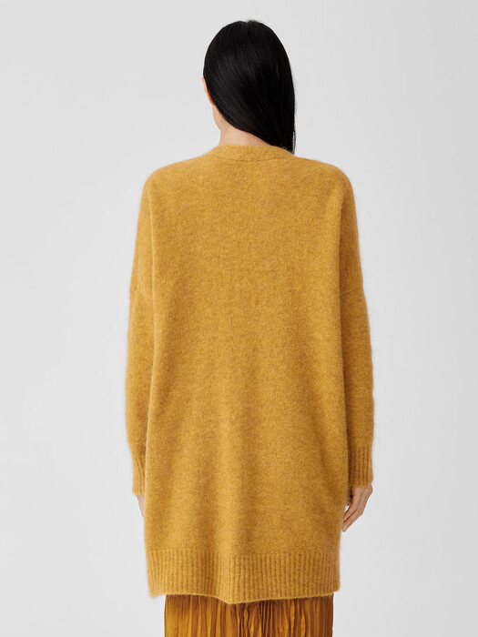 Mohair Plush Melange V-Neck Cardigan