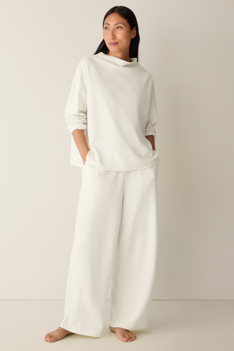 Waffle Cotton Blend Doubleknit Funnel Neck Box-Top Waffle Cotton Blend Doubleknit Funnel Neck Box-Top