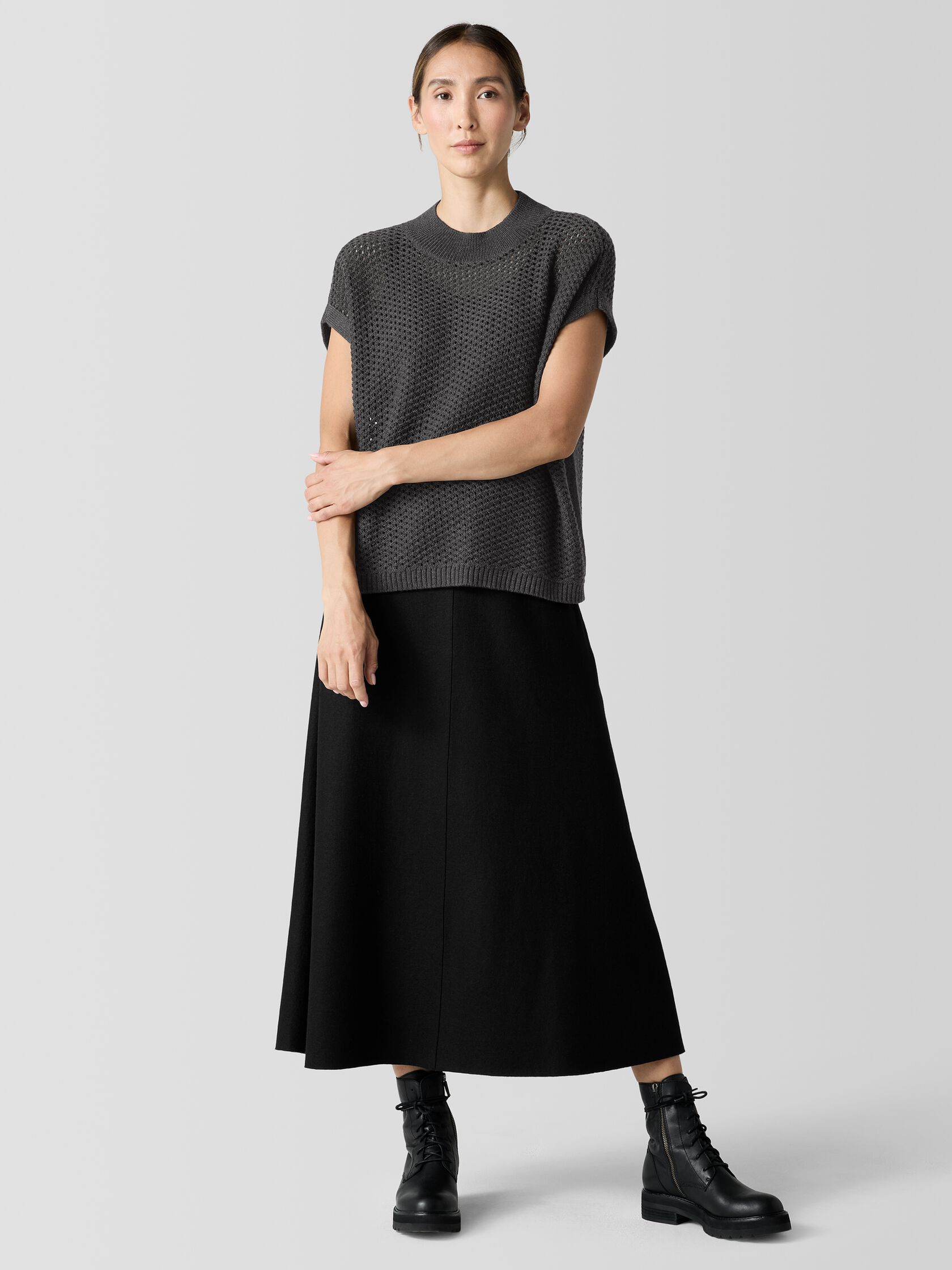 Merino Mock Neck Top in Regenerative Wool
