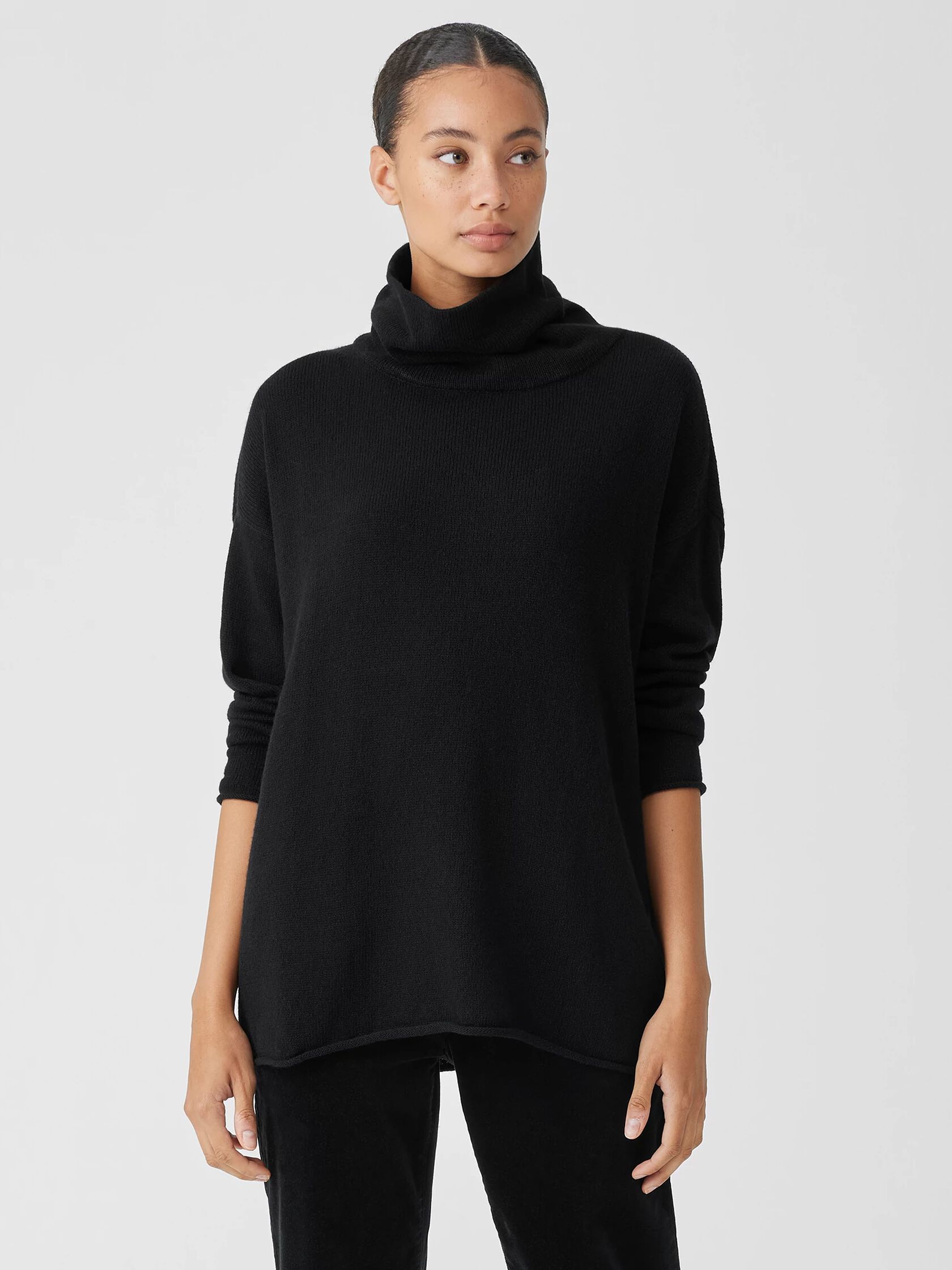 Cotton and Recycled Cashmere Turtleneck Top