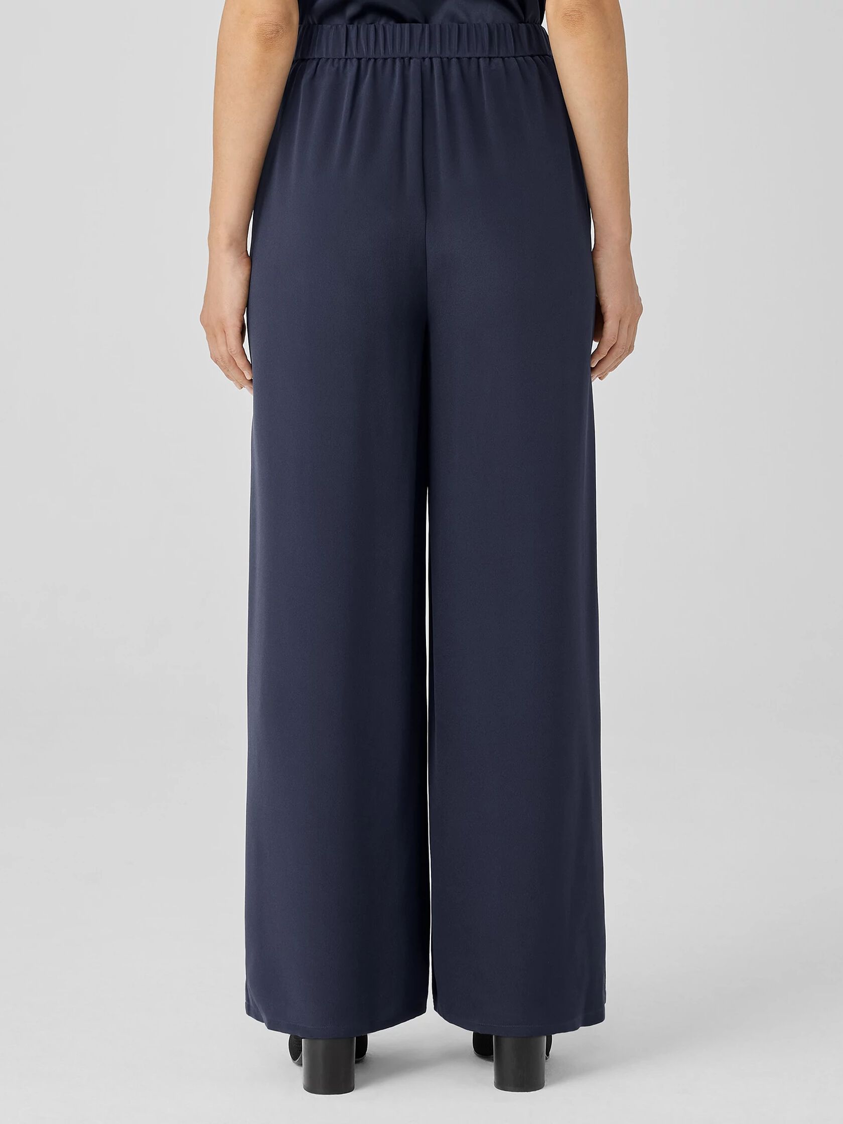 Silk Double Crepe Wide-Leg Pant