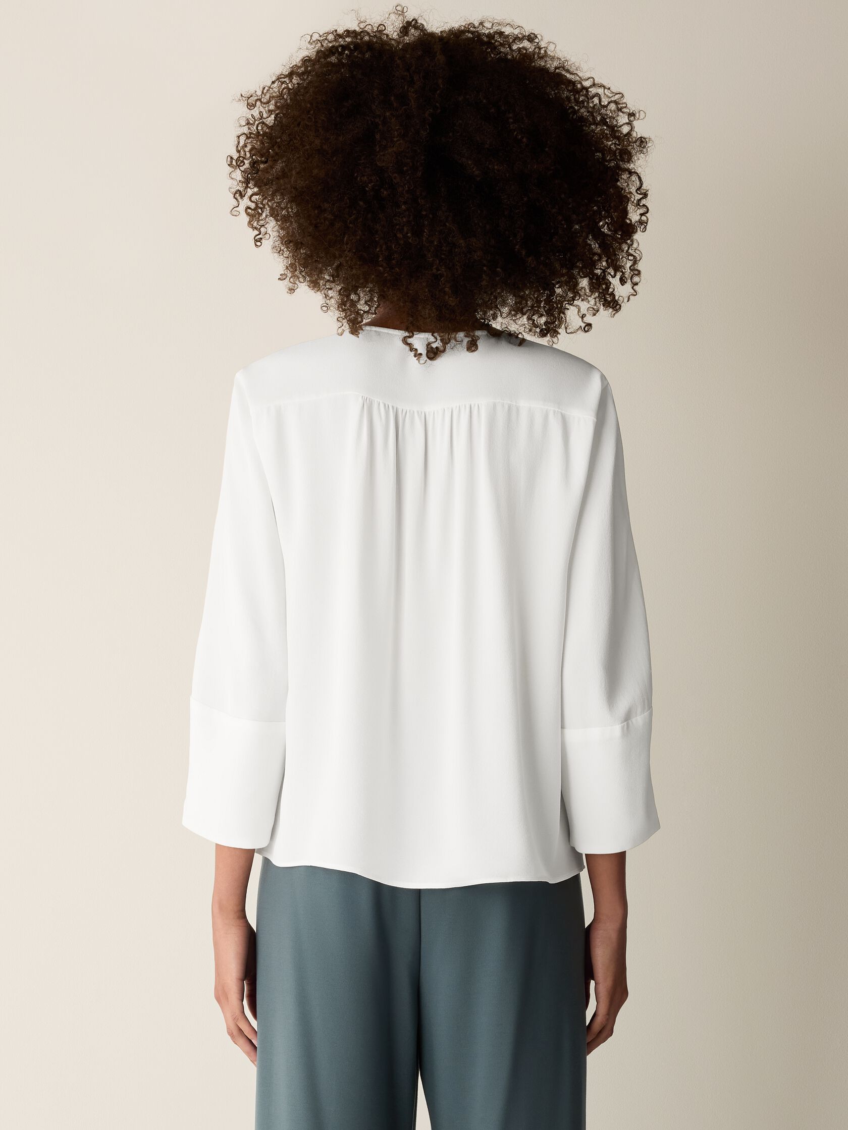 Silk Georgette Crepe V-Neck Top