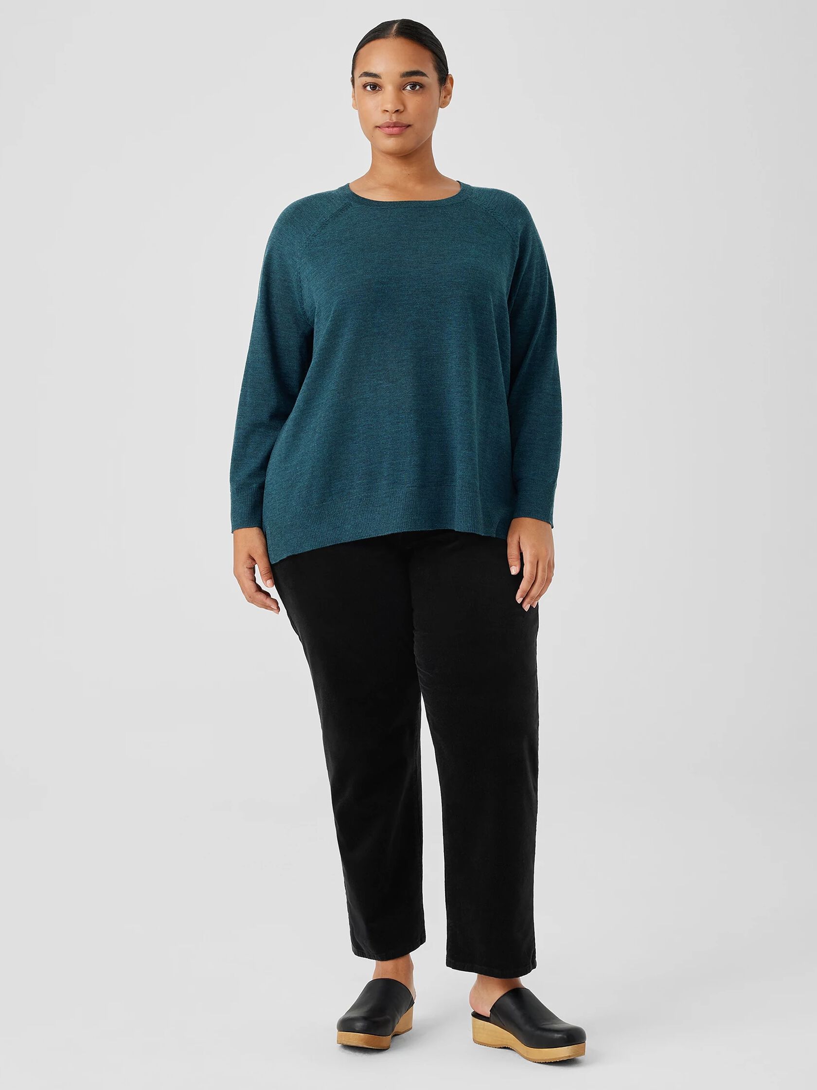 Fine Merino Jersey Crew Neck Top in Regenerative Wool