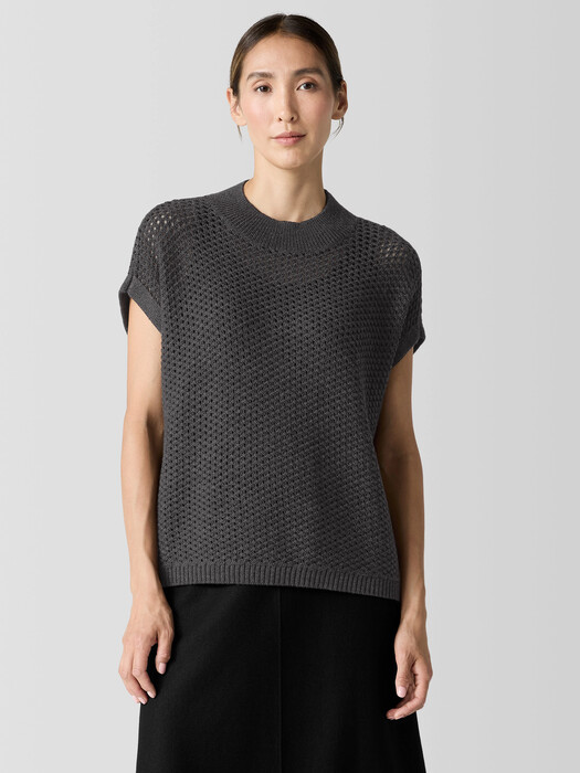 Merino Mock Neck Top in Regenerative Wool