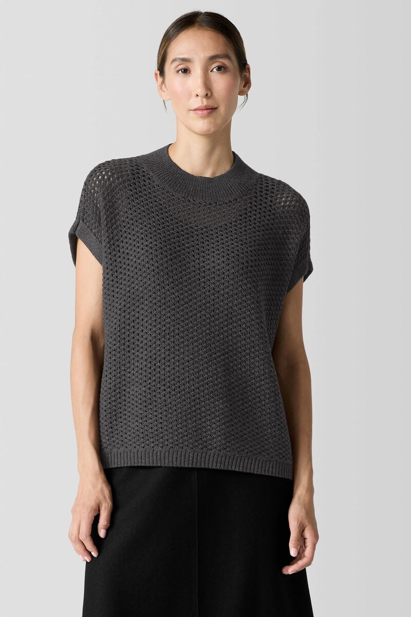 Merino Mock Neck Top in Regenerative Wool Merino Mock Neck Top in Regenerative Wool