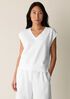Garment-Dyed Organic Cotton Terry V-Neck Top