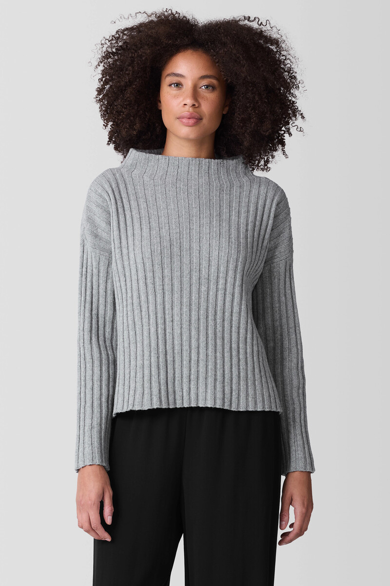 Recycled Wool Cashmere Funnel Neck Top Recycled Wool Cashmere Funnel Neck Top