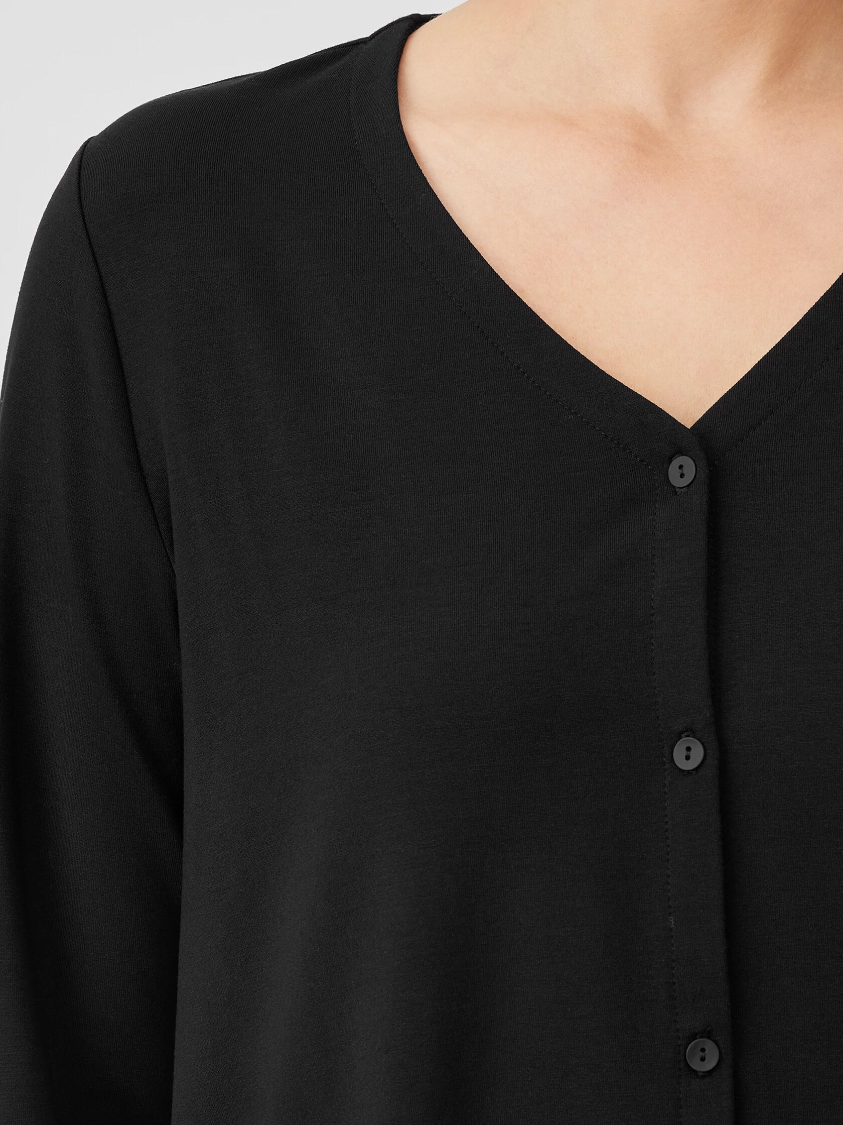 Stretch Jersey Knit V-Neck Shirt