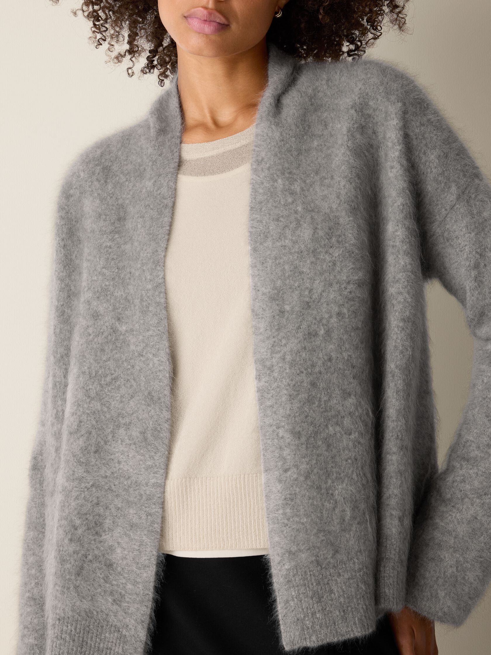 Cashmere Fluff High Collar Cardigan