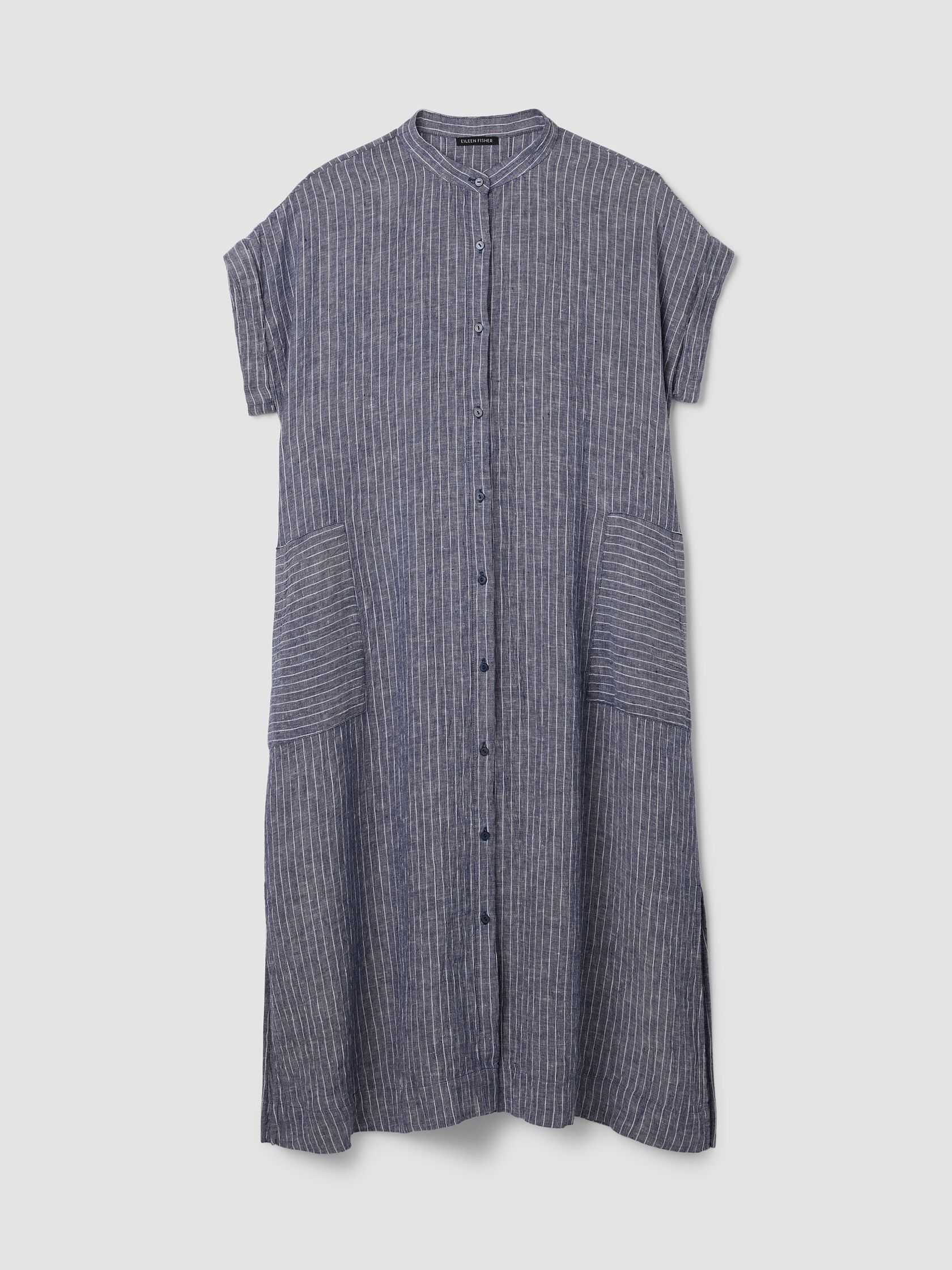 Puckered Organic Linen Shirtdress
