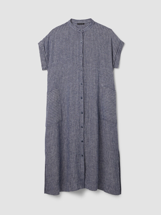 Puckered Organic Linen Shirtdress