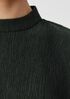 Woven Plissé Mock Neck Top