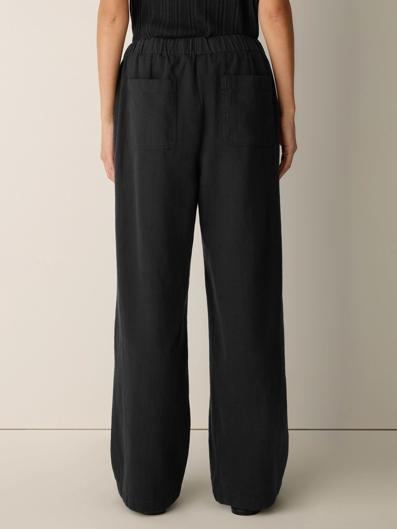 Slubby Organic Cotton Linen Full-Length Straight Pant