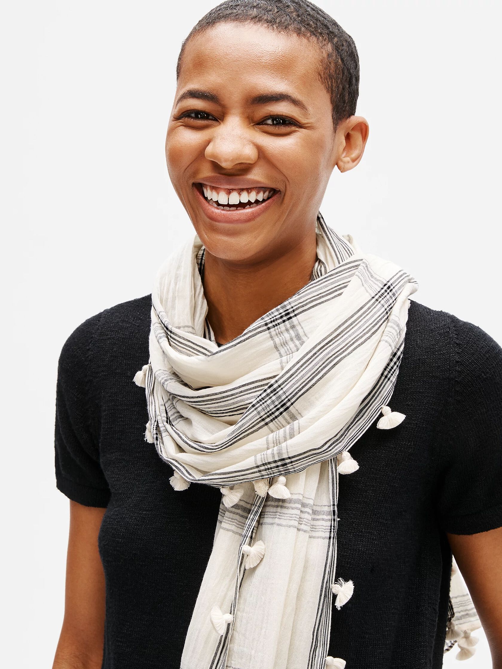 Textured Organic Cotton Plaid Scarf