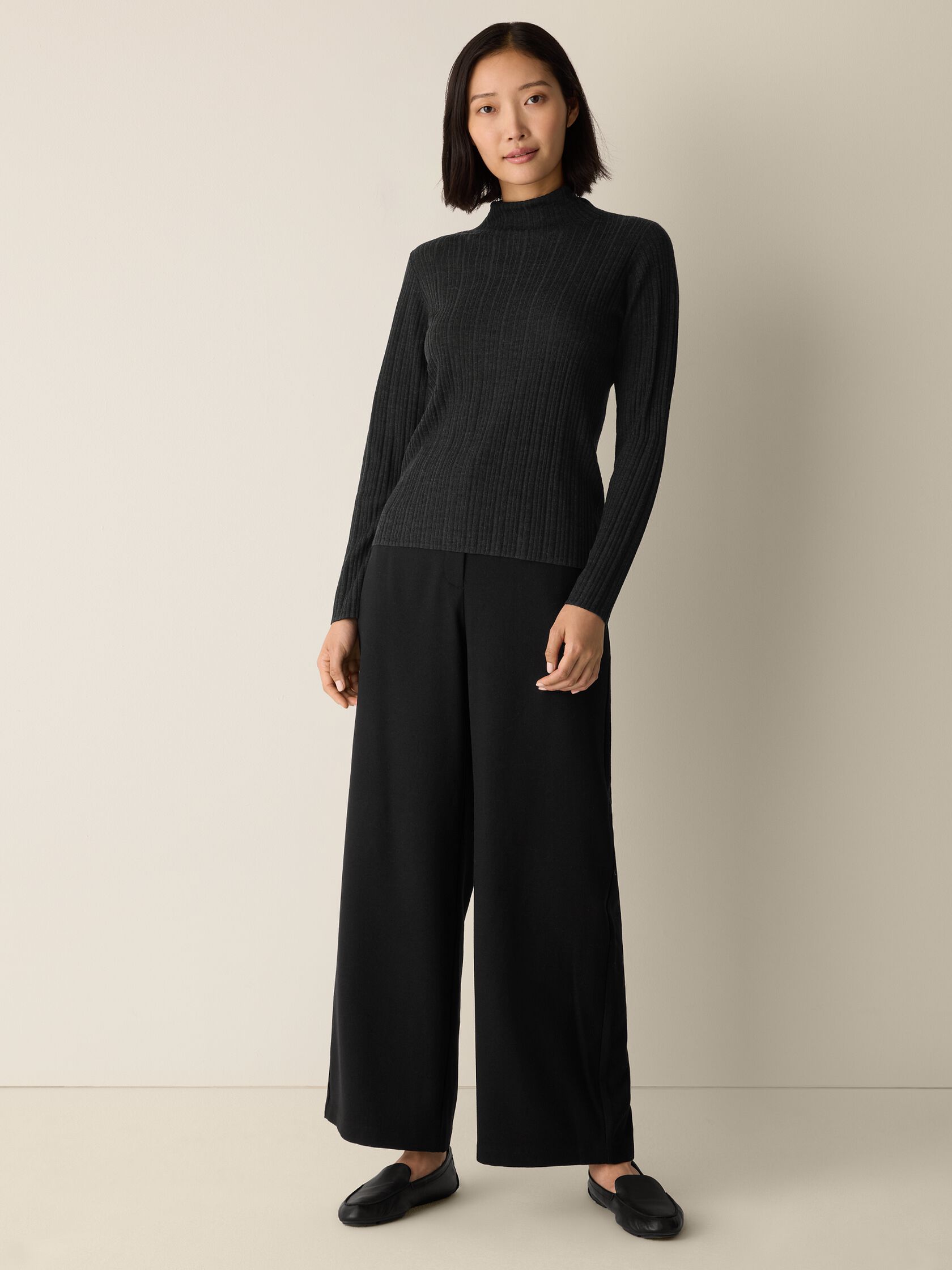 Superfine Merino Turtleneck Top in Regenerative Wool