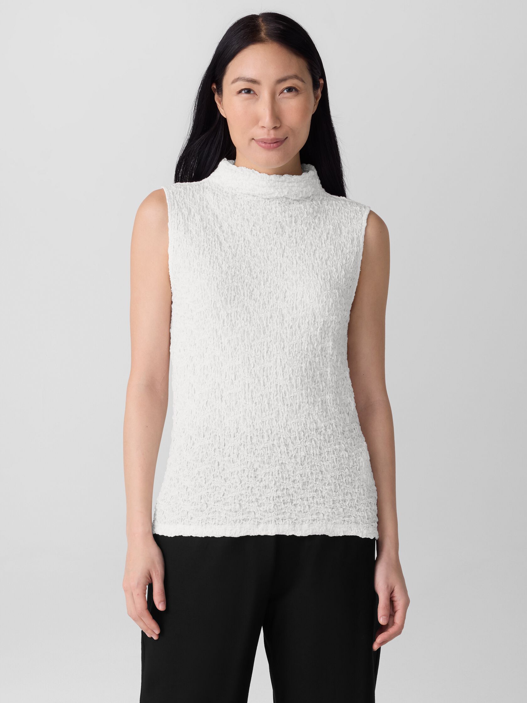 Bubble Jacquard Funnel Neck Top