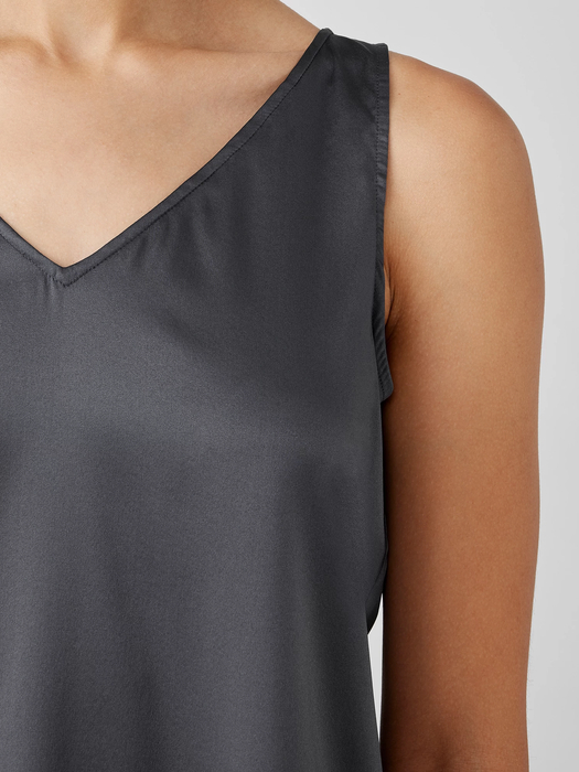 Stretch Silk Charmeuse V-Neck Tank