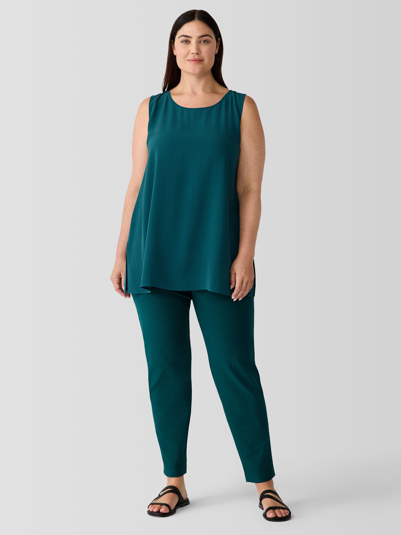 Washable Stretch Crepe Slim Pant
