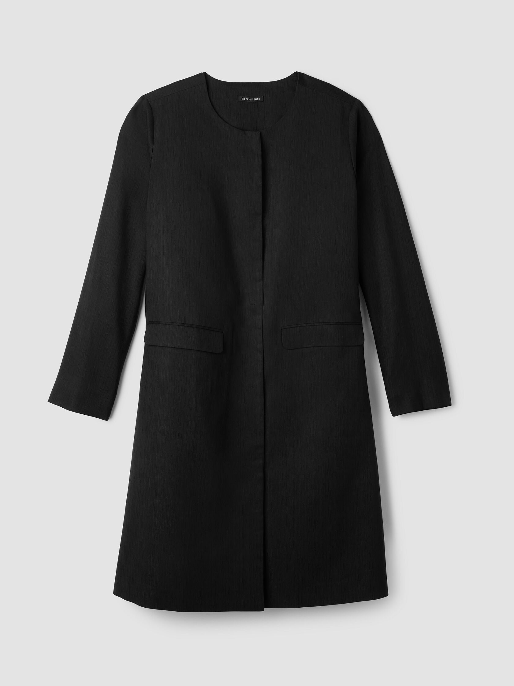 Textured Silk Weave Round Neck Coat